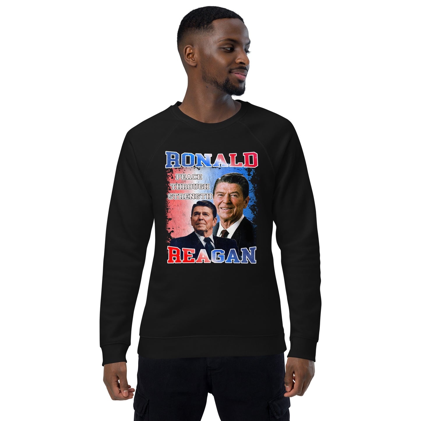 Sweatshirt écologique raglan unisexe - Ronald Reagan