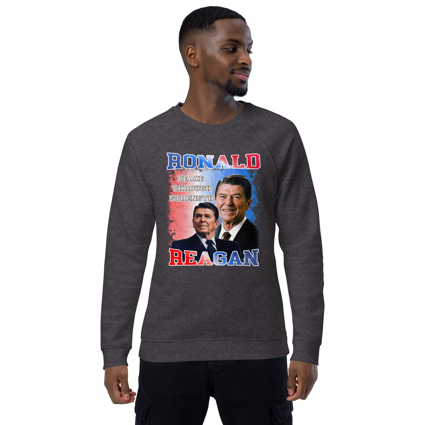Sweatshirt écologique raglan unisexe - Ronald Reagan